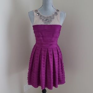 BCBG Maxazria XXS dress magenta beaded ruffle